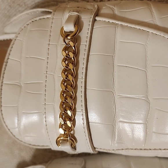 NWT.Cicus Sam Edelman Mule Womens Size 7.5M White Croc Print Gold Chain Slip On - Picture 11 of 11